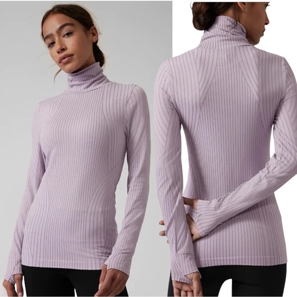Athleta Flurry Endeavor Turtleneck Long Sleeve Top Shasta Purple/Grey Size XL - Picture 1 of 9